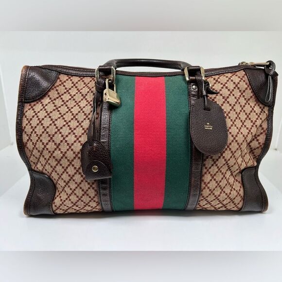 Gucci Web Duffle Bag Diamante Canvas Large - Picture 1 of 12